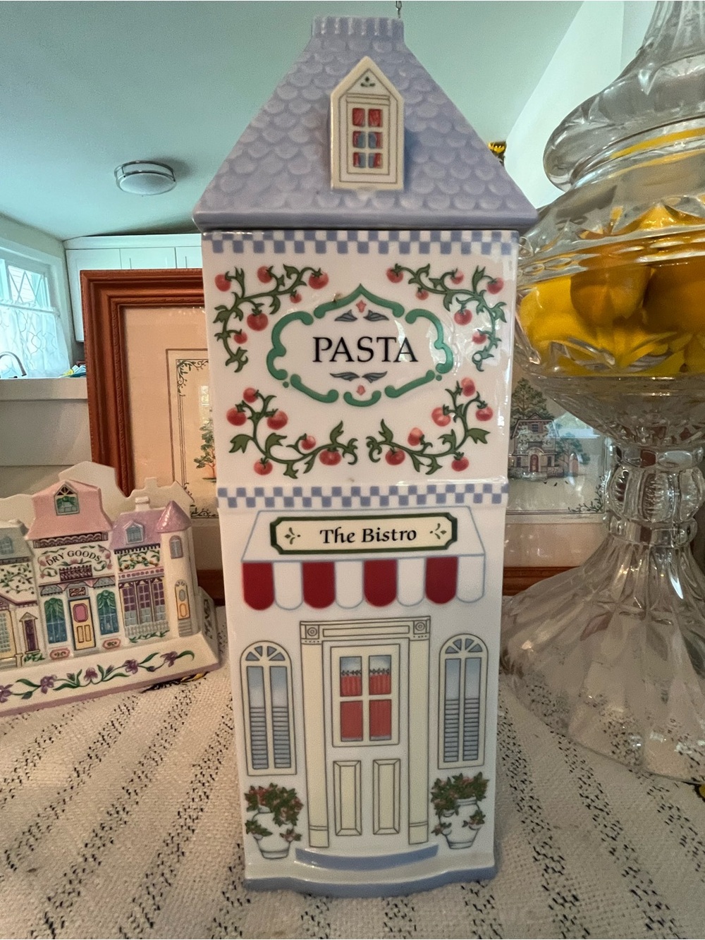 RARE LENOX Village Pasta Bistro Decorative Porcelain Canister, Vintage 1990s